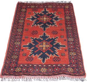 Morgenland Orientteppich Afghan - Kunduz - 98 x 49 cm - dunkelrot, rechteckig, 7 mm Höhe, Wohnzimmer, Handgeknüpft, Einzelstück mit Zertifikat