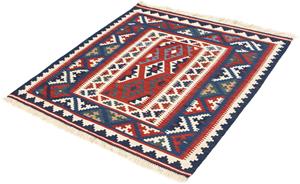 Morgenland Wollteppich Kelim - Oriental quadratisch - 98 x 93 cm - dunkelblau, quadratisch, 6 mm Höhe, Wohnzimmer, Einzelstück