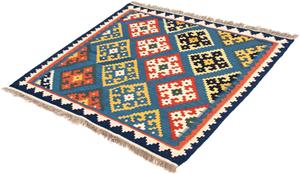 Morgenland Wollteppich Kelim - Oriental quadratisch - 103 x 93 cm - hellblau, quadratisch, 6 mm Höhe, Wohnzimmer, Einzelstück