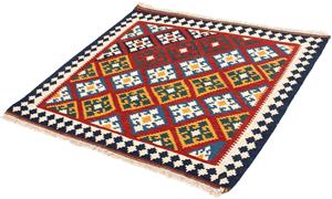 Morgenland Wollteppich Kelim - Oriental quadratisch - 100 x 97 cm - dunkelrot, quadratisch, 6 mm Höhe, Wohnzimmer, Einzelstück