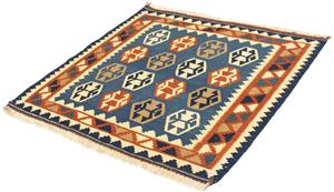 Morgenland Wollteppich Kelim - Oriental quadratisch - 102 x 95 cm - dunkelblau, quadratisch, 6 mm Höhe, Wohnzimmer, Einzelstück