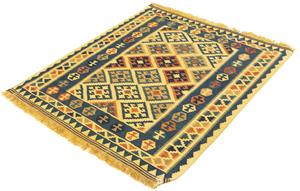 Morgenland Wollteppich Kelim - Oriental quadratisch - 102 x 95 cm - gelb, quadratisch, 6 mm Höhe, Wohnzimmer, Einzelstück