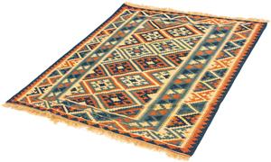 Morgenland Wollteppich Kelim - Oriental quadratisch - 105 x 95 cm - mehrfarbig, quadratisch, 6 mm Höhe, Wohnzimmer, Einzelstück