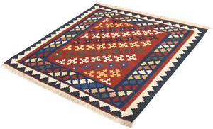 Morgenland Wollteppich Kelim - Oriental quadratisch - 102 x 101 cm - dunkelrot, quadratisch, 6 mm Höhe, Wohnzimmer, Einzelstück