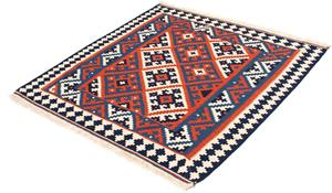 Morgenland Wollteppich Kelim - Oriental quadratisch - 103 x 101 cm - dunkelrot, quadratisch, 6 mm Höhe, Wohnzimmer, Einzelstück