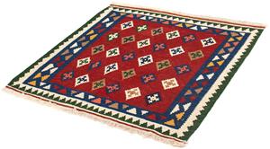 Morgenland Wollteppich Kelim - Oriental quadratisch - 104 x 100 cm - dunkelrot, quadratisch, 6 mm Höhe, Wohnzimmer, Einzelstück