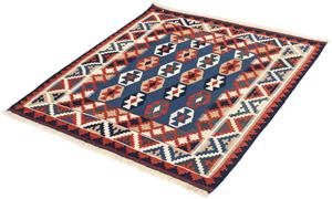 Morgenland Wollteppich Kelim - Oriental quadratisch - 103 x 102 cm - dunkelblau, quadratisch, 6 mm Höhe, Wohnzimmer, Einzelstück