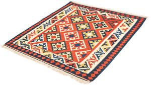 Morgenland Wollteppich Kelim - Oriental quadratisch - 103 x 102 cm - dunkelrot, quadratisch, 6 mm Höhe, Wohnzimmer, Einzelstück