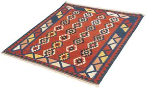 Morgenland Wollteppich Kelim - Oriental quadratisch - 106 x 99 cm - dunkelrot, quadratisch, 6 mm Höhe, Wohnzimmer, Einzelstück