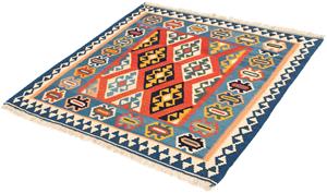 Morgenland Wollteppich Kelim - Oriental quadratisch - 108 x 97 cm - rost, quadratisch, 6 mm Höhe, Wohnzimmer, Einzelstück