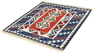 Morgenland Wollteppich Kelim - Oriental quadratisch - 103 x 103 cm - mehrfarbig, quadratisch, 6 mm Höhe, Wohnzimmer, Einzelstück