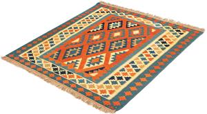 Morgenland Wollteppich Kelim - Oriental quadratisch - 103 x 103 cm - rost, quadratisch, 6 mm Höhe, Wohnzimmer, Einzelstück