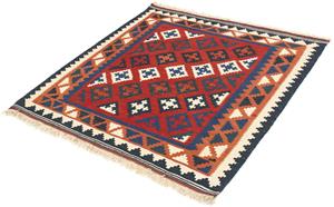 Morgenland Wollteppich Kelim - Oriental quadratisch - 104 x 102 cm - dunkelrot, quadratisch, 6 mm Höhe, Wohnzimmer, Einzelstück