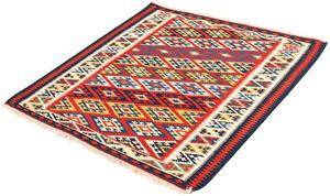 Morgenland Wollteppich Kelim - Oriental quadratisch - 104 x 103 cm - mehrfarbig, quadratisch, 6 mm Höhe, Wohnzimmer, Einzelstück