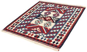 Morgenland Wollteppich Kelim - Oriental quadratisch - 105 x 102 cm - dunkelblau, quadratisch, 6 mm Höhe, Wohnzimmer, Einzelstück