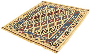 Morgenland Wollteppich Kelim - Oriental quadratisch - 105 x 102 cm - mehrfarbig, quadratisch, 6 mm Höhe, Wohnzimmer, Einzelstück