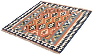 Morgenland Wollteppich Kelim - Oriental quadratisch - 104 x 104 cm - rost, quadratisch, 6 mm Höhe, Wohnzimmer, Einzelstück