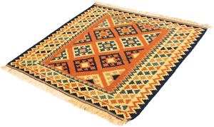 Morgenland Wollteppich Kelim - Oriental quadratisch - 103 x 100 cm - rost, quadratisch, 6 mm Höhe, Wohnzimmer, Einzelstück