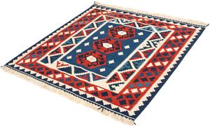 Morgenland Wollteppich Kelim - Oriental quadratisch - 105 x 104 cm - dunkelblau, quadratisch, 6 mm Höhe, Wohnzimmer, Einzelstück