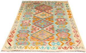 Morgenland Wollteppich Kelim - Splash - 161 x 105 cm - mehrfarbig, rechteckig, 4 mm Höhe, Wohnzimmer, Einzelstück