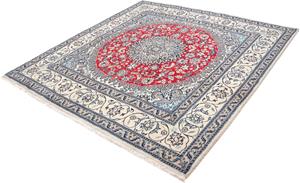 Morgenland Orientteppich Perser - Nain quadratisch - 200 x 190 cm - dunkelrot, quadratisch, 10 mm Höhe, Wohnzimmer, Handgeknüpft, Einzelstück mit Zertifikat