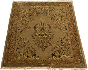 Morgenland Orientteppich Perser - Täbriz - Royal - 107 x 79 cm - braun, rechteckig, 7 mm Höhe, Wohnzimmer, Handgeknüpft, Einzelstück mit Zertifikat