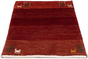 Morgenland Wollteppich Gabbeh - Loribaft Perser - 83 x 60 cm - dunkelrot, rechteckig, 12 mm Höhe, Wohnzimmer, Handgeknüpft, Einzelstück mit Zertifikat