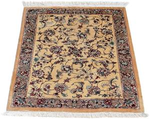 Morgenland Orientteppich Perser - Ghom - 82 x 59 cm - hellbraun, rechteckig, 10 mm Höhe, Wohnzimmer, Handgeknüpft, Einzelstück mit Zertifikat
