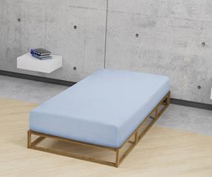 Biberna Jersey hoeslaken (katoenen stof, 180-200 x 200 cm, Ijsblauw)