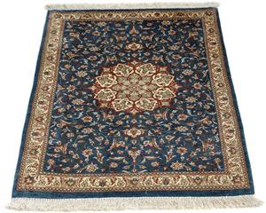 Morgenland Orientteppich Perser - Ghom - 94 x 58 cm - blau, rechteckig, 10 mm Höhe, Wohnzimmer, Handgeknüpft, Einzelstück mit Zertifikat