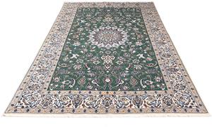 Morgenland Orientteppich Perser - Nain - Royal - 254 x 152 cm - grün, rechteckig, 10 mm Höhe, Wohnzimmer, Handgeknüpft, Einzelstück mit Zertifikat