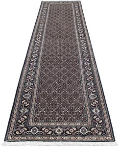 Morgenland Orientteppich Perser - Täbriz - 388 x 77 cm - grau, rechteckig, 10 mm Höhe, Wohnzimmer, Handgeknüpft, Einzelstück mit Zertifikat