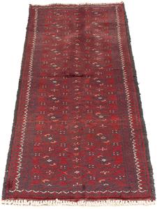 Morgenland Orientteppich Afghan - 140 x 44 cm - rot, rechteckig, 7 mm Höhe, Wohnzimmer, Handgeknüpft, Einzelstück mit Zertifikat
