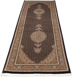 Morgenland Orientteppich Perser - Täbriz - 248 x 81 cm - dunkelblau, rechteckig, 10 mm Höhe, Wohnzimmer, Handgeknüpft, Einzelstück mit Zertifikat
