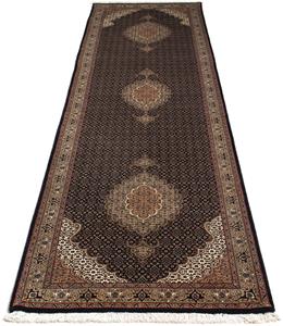 Morgenland Orientteppich Perser - Täbriz - 295 x 77 cm - dunkelblau, rechteckig, 10 mm Höhe, Wohnzimmer, Handgeknüpft, Einzelstück mit Zertifikat