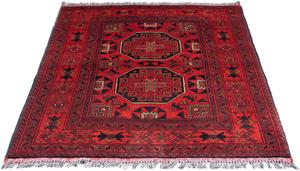 Morgenland Orientteppich Afghan - Kunduz - 146 x 102 cm - dunkelrot, rechteckig, 7 mm Höhe, Wohnzimmer, Handgeknüpft, Einzelstück mit Zertifikat