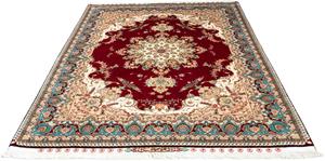 Morgenland Orientteppich Perser - Täbriz - Royal - 204 x 153 cm - dunkelrot, rechteckig, 7 mm Höhe, Wohnzimmer, Handgeknüpft, Einzelstück mit Zertifikat