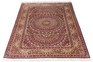 Morgenland Orientteppich Perser - Ghom - 151 x 100 cm - dunkelrot, rechteckig, 10 mm Höhe, Wohnzimmer, Handgeknüpft, Einzelstück mit Zertifikat