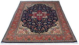 Morgenland Orientteppich Perser - Ghom - 215 x 139 cm - dunkelblau, rechteckig, 10 mm Höhe, Wohnzimmer, Handgeknüpft, Einzelstück mit Zertifikat