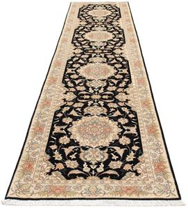 Morgenland Orientteppich Perser - Täbriz - Royal - 419 x 87 cm - dunkelblau, rechteckig, 7 mm Höhe, Wohnzimmer, Handgeknüpft, Einzelstück mit Zertifikat