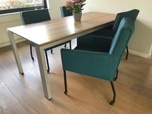 ShopX Leren eetkamerstoel lucky, turquoise leer, turquoise keukenstoelen