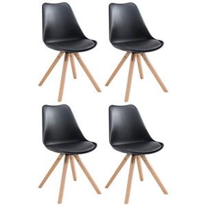 CLP 4er Set Stühle Toulouse Kunstleder Natura Square Schwarz