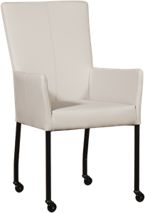ShopX Leren eetkamerstoel deal met armleuning 40 crème, crème leer, crème keukenstoelen