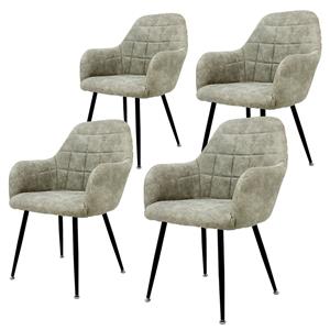 ECD Germany Set van 2 eetkamerstoelen, grijs beige, met rugleuning en armleuningen