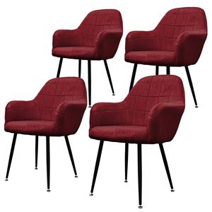 ECD Germany Set van 2 eetkamerstoelen, Bordeaux, met rugleuning en armleuningen