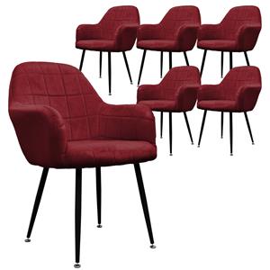 ECD Germany Set van 2 eetkamerstoelen, Bordeaux, met rugleuning en armleuningen