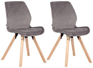 CLP 2er Set Stuhl Luna Samt Grau