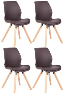 CLP 4er Set Stuhl Luna Kunstleder Braun