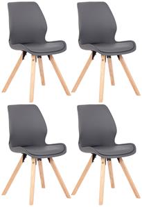 CLP 4er Set Stuhl Luna Kunstleder Grau