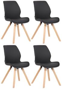 CLP 4er Set Stuhl Luna Kunstleder Schwarz